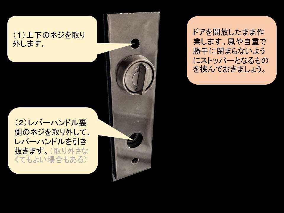 ネジとレバーハンドルの取り外し